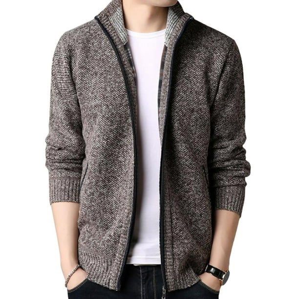 X-Future Mens Fashion Knit Stand Collar Zipper Thicken Pullover Sweater 